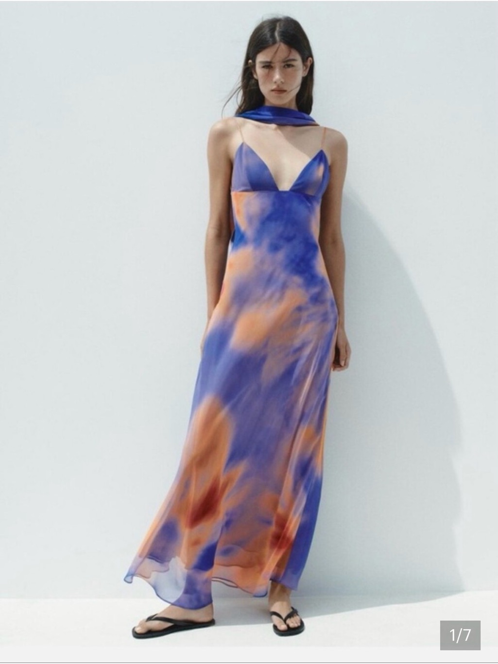 Zara Multicolor Maxi Dress W/ Neck Sash